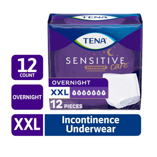 TENA Women Overnight Incontinence Underwear, XXL, 12 Count (Waist size 47in to 66in)