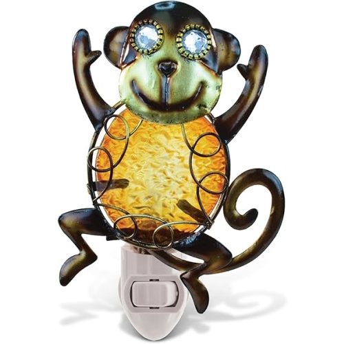 Puzzled Monkey Handcraft Art Glass and Metal Decorative Night Light Home Décor - Buildings Collection - Elegant Unique Gift and Useful Souvenir