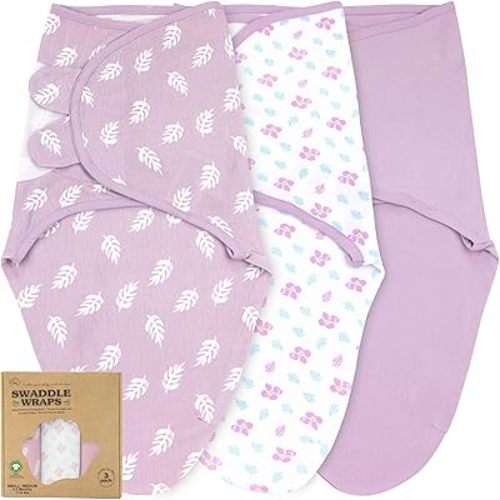 Bublo Baby Swaddles for Newborns – 3-Pack Infant Swaddles 0-3 Months – Adjustable Swaddle Sleep Sack – Soft Organic Cotton Baby Wrap for Safe & Cozy Sleep