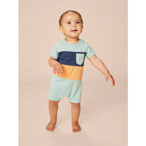 Little Boy Pop Pocket Shortie Baby Romper Onepiece |Tea Collection
