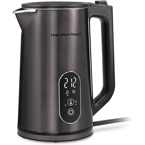 Hamilton Beach Digital Temperature Control Electric Tea Kettle, Hot Water Boiler & Heater 1.7L, 5 Preset Modes + Keep Warm, Fast Boil 1500 Watts, BPA Free, Double Wall Construction, Black (40851)