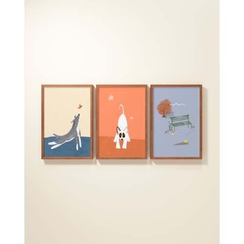 Central Park Dogs Framed Wall Art Set