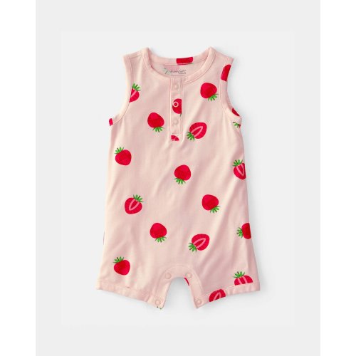 Baby Girl Strawberry PurelySoft Romper - Pink | Carter's