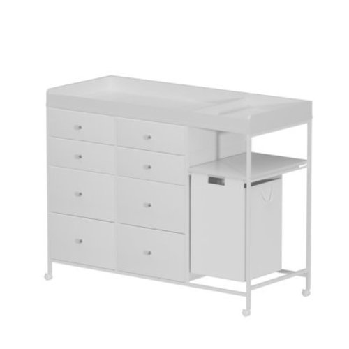 Changing Table Dresser With 8 Fabric Drawers, Baby Dresser With Storage For Nursery Modern, White | Wayfair