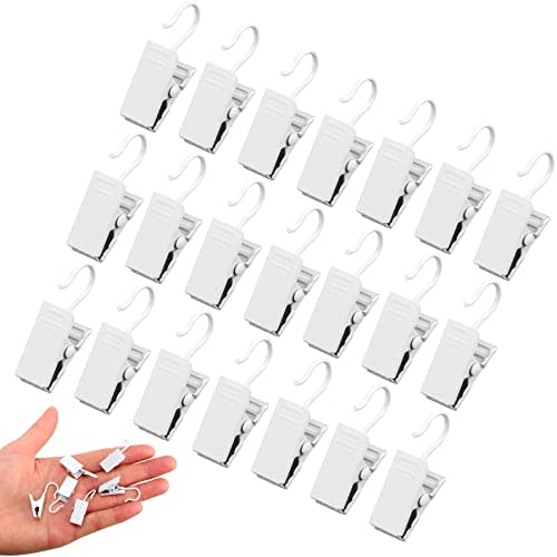 JANYUN 30 Pcs Small Heavy Duty Hook Clip Metal Curtain Hangers Clips | Holder Art Craft Display,Small,Black Stainless Steel Metal,Home Outdoor Decoration Hang Clip,for Hanging String Lights RV Cam