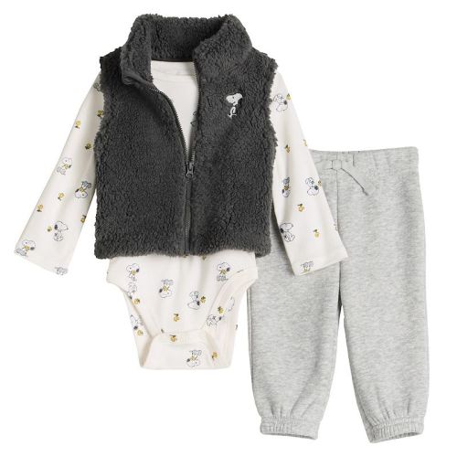 Baby Jumping Beans® Peanuts Snoopy & Woodstock 3-Pc. Vest, Bodysuit & Joggers Set