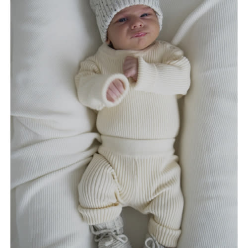 Newborn Luna + Luca Baby Rib Bodysuit - Cream