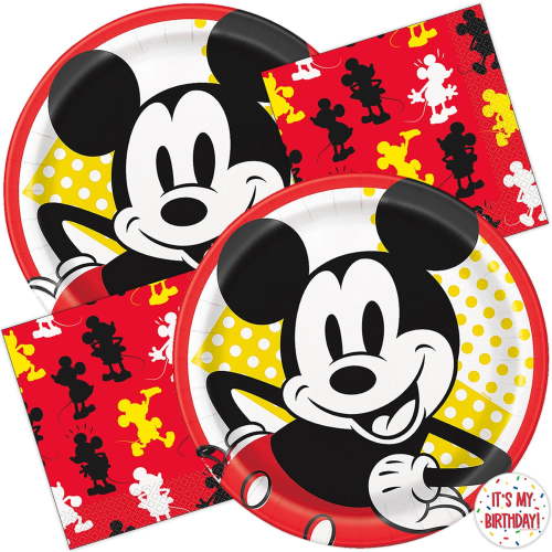 Mickey Mouse Plates and Napkins | Serves 16 Guests | Mickey Mouse Party Supplies