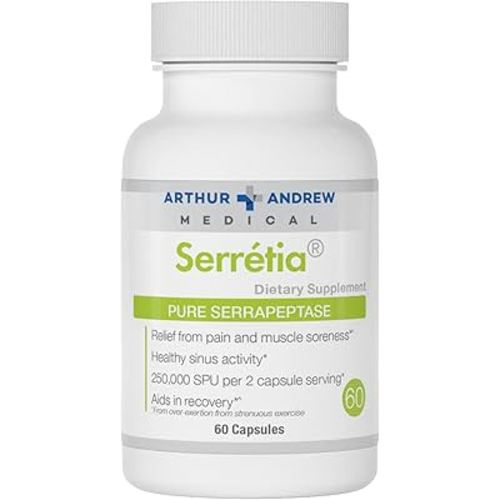 Arthur Andrew Medical, Serretia, Serrapeptase Formula for Muscle and Sinus Support, 60 Capsules