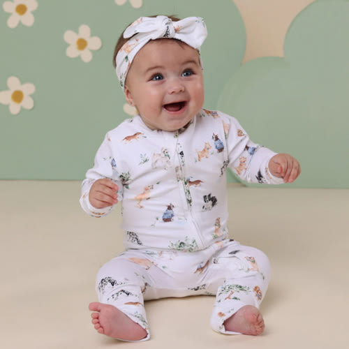 Dog Park Organic Baby Snugglesuit Convertible Romper | Snuggle Hunny