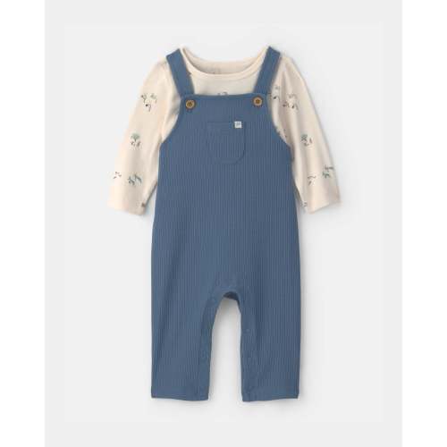 Baby Boy 2-Piece Safari Overall Set - Blue/Ivory