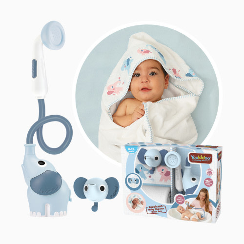 Yookidoo Elephant Baby Shower Bath Set - Cloudy Blue