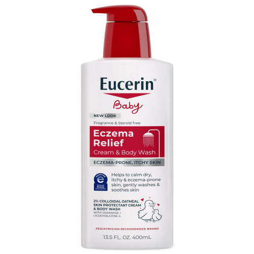 Eucerin Baby Eczema Relief, Fragrance Free, Cream Body Wash, 13.5 fl oz Bottle HSA/FSA Eligible