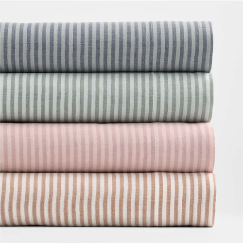 Supersoft Pine Green Striped 100% Organic Cotton Gauze Baby Crib Fitted Sheet