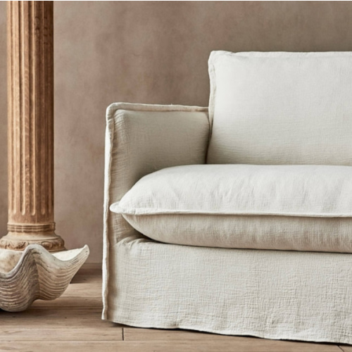 Neva Chair - Washed Cotton Linen in color Corn Silk