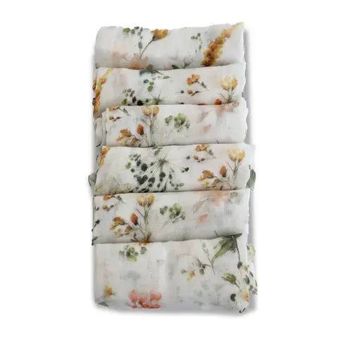 Bubba Blue 6 Pack Face Washers Bamboo Peonies | Baby Bunting NZ