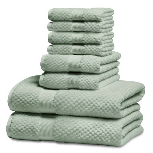 Kingrest Bath Towel Sets of 8 Pieces, 2 Bath Towels 2 Hand Towels 4 Washcloths, 100% Cotton Highly Absorbent Towels for Bathroom, Gym, Hotel