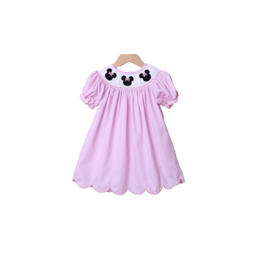 Smocked Mouse Pink Bitty Dot Dress