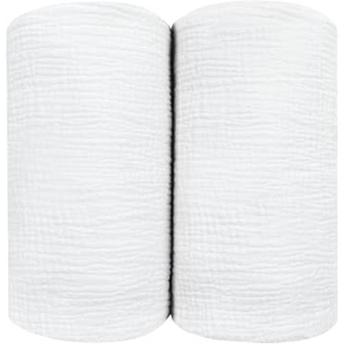 Muslin Swaddle Blankets for Baby, Large 47 x 47 Inches 2 Pack Set - Soft Breathable Cotton Wrap Burping Clothes Receiving Newborn Swaddle Blanket for Girl and Boy Nursery, White