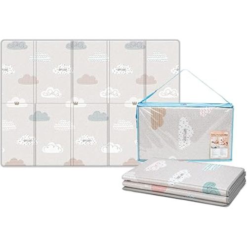 Parklon Premium Baby Play Mat, Soft Cotton-blended Material, Foldable, Lightweight, Portable, Comes with Carry Case, Large Size (78.7 x 55.1), Made in Korea