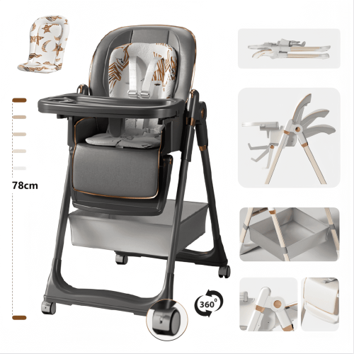 Baby High Chair 3 in 1 Convertible for Babies and Toddlers,Dining Booster Adjustable Seat for Eating,Gray