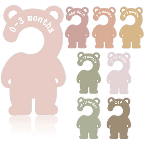 Sinekong Baby Closet Dividers, Double Sided Cute Bear Design Nursery Clothes Size Separators for Newborn to 2T, 8 Pcs