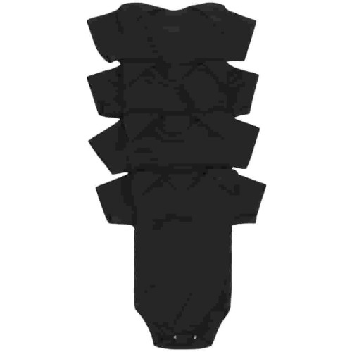 ToBeInStyle Babys' 4 Pack Ultra-Soft Cotton Short Sleeve Bodysuit Romper - Black - 6-9 Months Old
