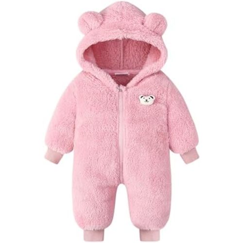 Baby Boy Winter Bear Snowsuit Toddler Girl Fleece Jumpsuit Infant Onesie Clothes