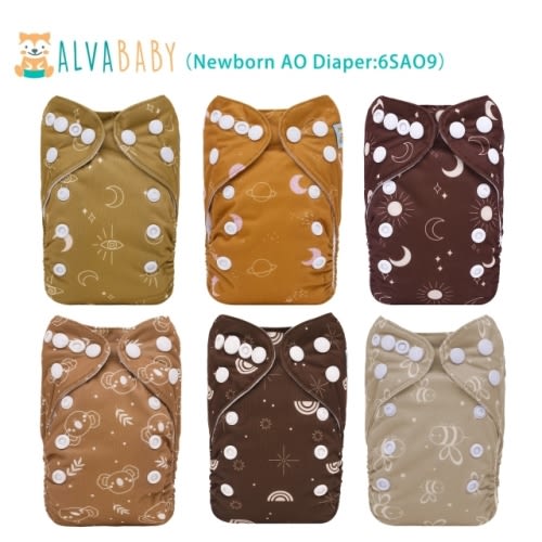6-Pack Newborn Cloth Diapers with 6 Microfiber Inserts for Infants & Toddlers