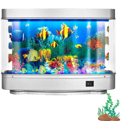 Fish Lamp Aquarium Night Light Artificial Moving Fish Tank with Realistic Tropical Fish Effect LED Mood Lighting, Bedroom Living Room Office Relaxation Sensory Decor Gift
