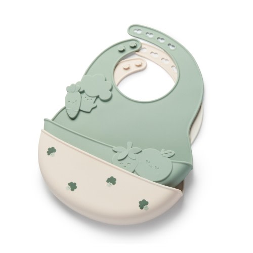Grow By Annabel Karmel Silicone Bib Soft Sage & Warm Stone
