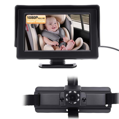 Baby Car Camera HD 1080P Night Vision Adjustable 180° Wide View Angle Rear Facing Baby Car Monitor for Car Backseat