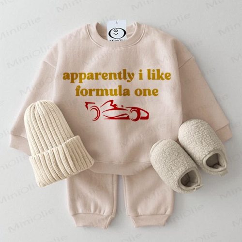 APPARENTLY I LIKE FORMULA ONE Baby 2-piece Beige Set