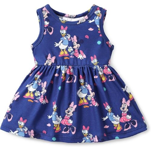 Disney Minnie Mouse Princess Frozen Elsa Stitch Girls Dress Sleeveless & Short Sleeve Casual Summer Clothes Baby to Toddler