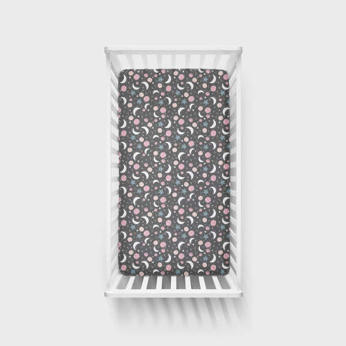 Pink To the Moon and Back Fitted Crib Sheet - Little Sleepies