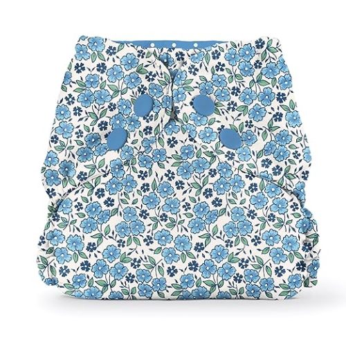 Esembly Cloth Diaper Cover - Reusable Swim Diaper, Waterproof, Breathable - Adjustable Outer Layer Over Absorbent Inner for Blowout Protection - Forget-me-not, Size 2 (18-35lbs)