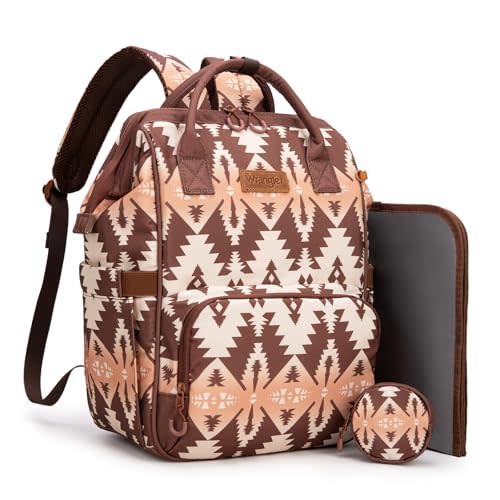 Montana West Wrangler Diaper Bag Backpack Aztec Travel Backpack Purses Western Multi-Function Baby Bags for Mom with Waterproof Insulated Pockets