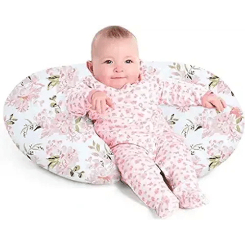 Little Grape Land Nursing Pillow, Breastfeeding Pillow with Removable Cover with Breathable Filling, Feeding Support Pillow for 0-16 Months, Multifunctional Support Cushion for Travel, Rose Floral