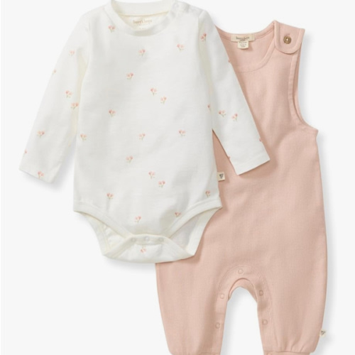 Burt's Bees Baby Baby Girl's Rompers, Set of 2 Bubbles, One Piece Jumpsuits, 100% Organic Cotton