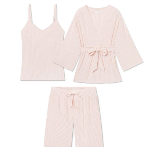 LAKE | Women | DreamModal® Pajamas | English Rose Pencil Stripe Maternity Kimono Bundle