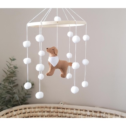 Felt Golden Retriever Baby Mobile: Handmade Nursery Decor