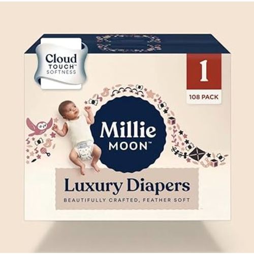 Millie Moon Luxury Diapers (Size_1 /Count_108) daiper Range 6_11 lbs,