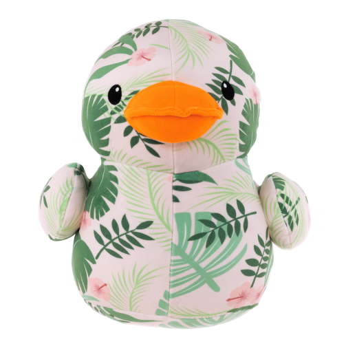 Way to Celebrate Summer 14 Inch Tropical Print Duck Plush Toy, Soft Cuddly Stuffed Animal