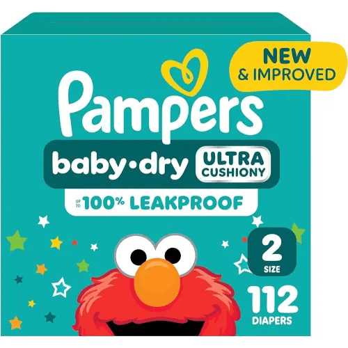 Pampers Diapers - Baby Dry - Size 2, 112 Count, Absorbent Disposable Infant Diaper (Packaging May Vary)