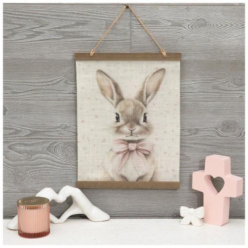Pink Bow Bunny Tapestry Wall Decor