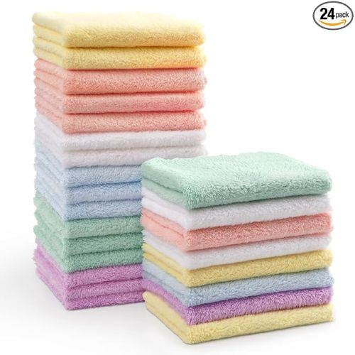 HOMEXCEL Baby Washcloths 24 Pack-Microfiber Coral Fleece Baby Bath Face Towel 7 x 9 Inch Extra Absorbent and Soft Burp Cloth and Wash Cloths for Newborn-Infants and Toddlers-Gentle On Sensitive Skin | 24 Pack, Microfiber, Coral Fleece, 7 x 9 Inch, Soft, B