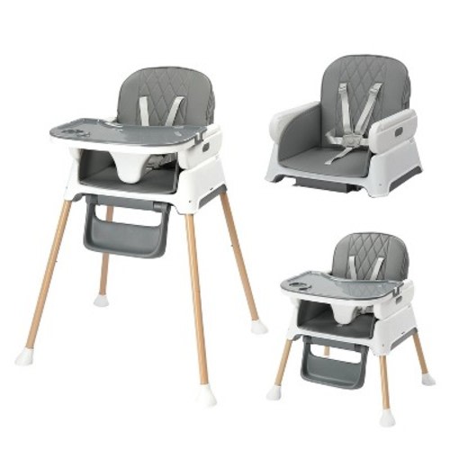 JOYMOR 5 in 1 Baby High Chair for Baby and Toddler, Portable Highchair Fold Compact,Baby Feeding Chair Booster with Tray, 5 Point Harness