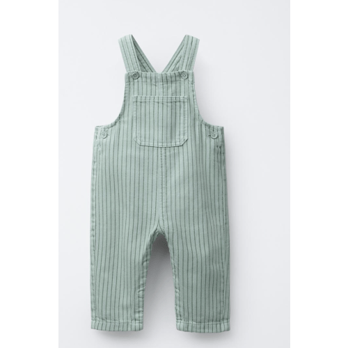 STRIPED TWILL OVERALLS - Sea green | ZARA United States