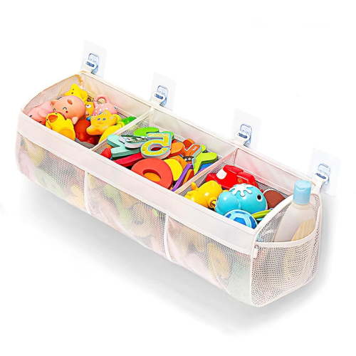 Bathtub Toy Holder for Easy Access and Sorting of Toys Original 3 Compartment Horizontal Large Openings Bath Toy Organizer for Tub, Capacity Upgrade Bath Toy Storage and Holder