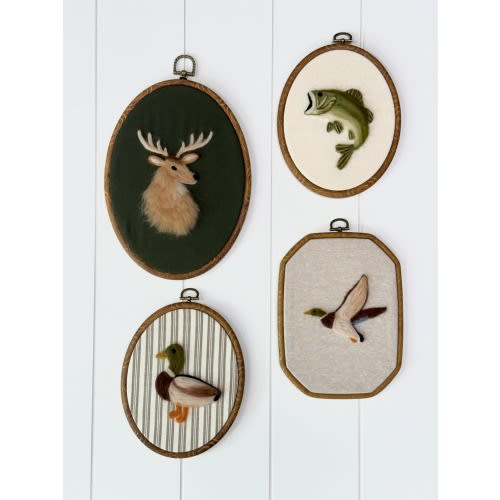 Needle Felted Hunting Nursery Set | Deer Head, Bass, and Mallard Ducks | Rustic Cabin Wall Decor | Outdoor Themed Nursery Art
